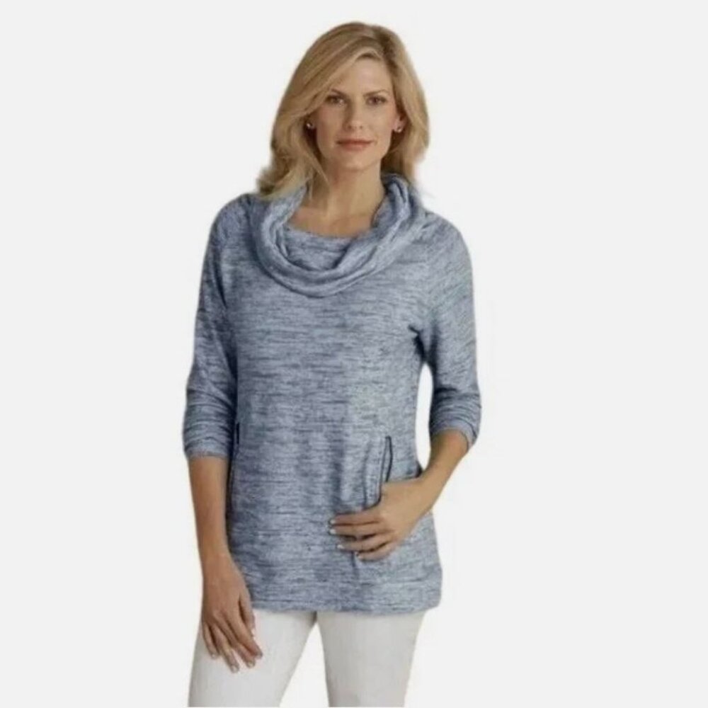 Soft Surroundings Blue Cloud 9 Cowl Neck Tunic Sweater - M